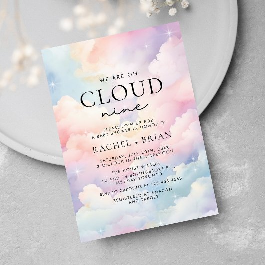 Dromerige Pastel Cloud Nine Baby shower Kaart