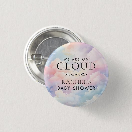 Dromerige Pastel Cloud Nine Baby shower Ronde Button 3,2 Cm (Voorkant /achterkant)