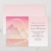 Dromerige Pastel Mountain Landscape Bruiloft Kaart (Voorkant / Achterkant)
