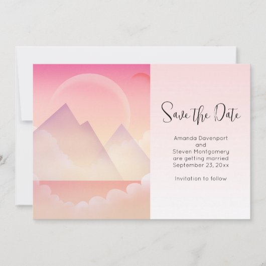 Dromerige Pastel Mountain Landscape Bruiloft Save The Date (Voorkant)