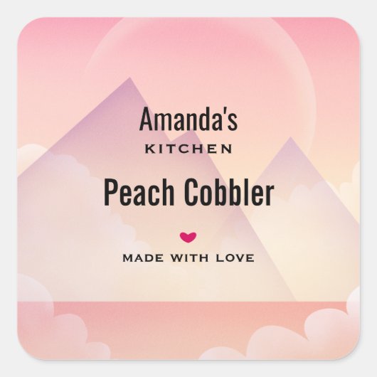 Dromerige Pastel Mountain Landscape Keuken Vierkante Sticker (Voorkant)