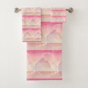 Dromerige Pastel Mountain Landscape Patroon Bad Handdoek