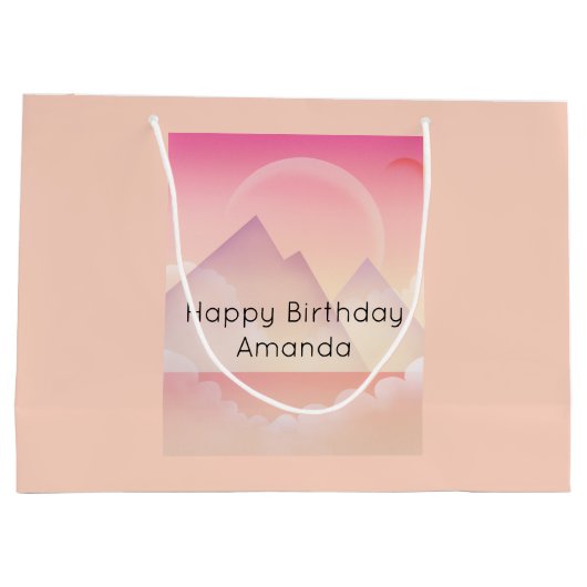 Dromerige Pastel Mountain Landschap Verjaardag Groot Cadeauzakje (Achterkant)