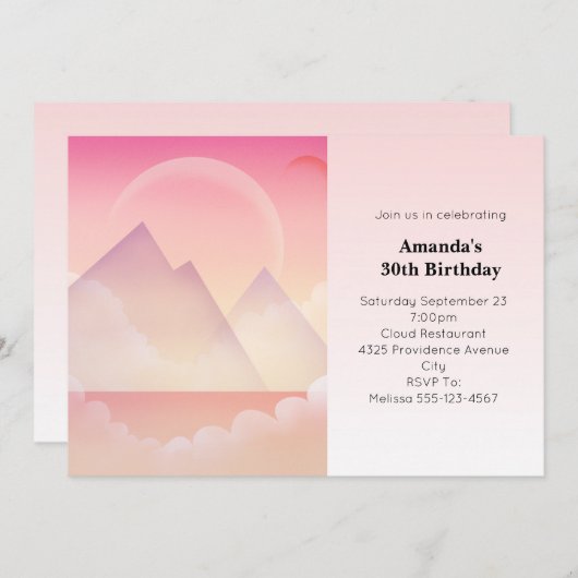 Dromerige Pastel Mountain Landschap Verjaardag Kaart (Voorkant / Achterkant)