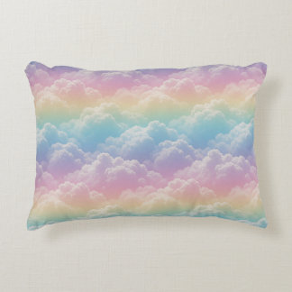 🌈 Dromerige Pastel Regenboog Wolkenhemel Stijl ☁️ Accent Kussen