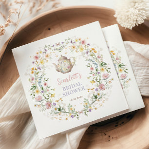 Dromerige Pastel Wildflower Vrijgezellenfeest Tea Servet