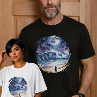 Dromerige penseelstreek Middenblauwe Maan Oceaan G T-shirt