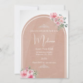 Dromerige perzik roze bloemen kroon vrijgezellenfe kaart (Voorkant)