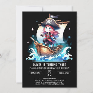 Dromerige piratenverjaardag kaart