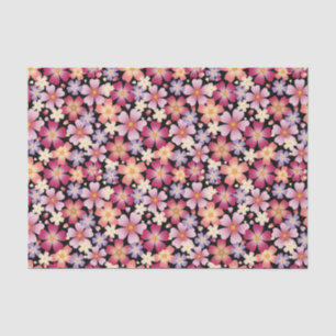 Dromerige Plum & Cherry Blossoms (Zwart) Bloemen P Tissuepapier