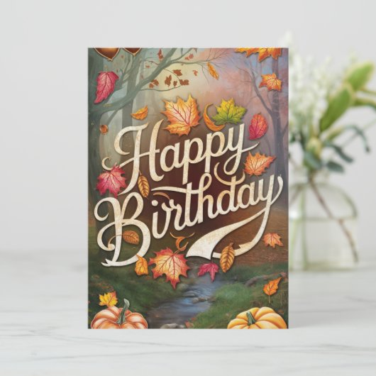 Dromerige pompoen Herfst Herfst Gelukkige Verjaard Kaart (Staand voorkant)