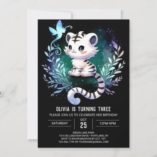 Dromerige Printable Tiger Birthday Kaart (Voorkant)