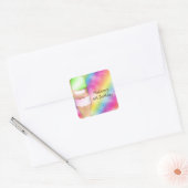 Dromerige Rainbow Ice Cream Verjaardagsfeestje Sti Vierkante Sticker (Envelop)