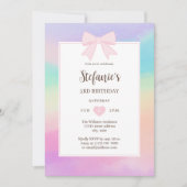 Dromerige Regenboog Waterverf Roze Bow Meisje Verj Kaart (Voorkant)