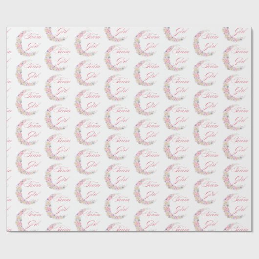 dromerige roze bloemenmaan team meisje baby shower cadeaupapier (Vlak)