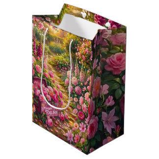Dromerige Roze Bloementuin Pad Schilderij Medium Cadeauzakje