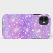 Dromerige Roze Sneeuwvlokken en Sterren Kerstmis Case-Mate iPhone Case (Achterkant (horizontaal))