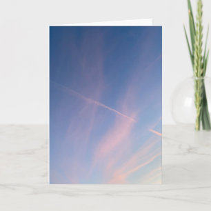 Dromerige Roze Zonsondergang Lucht Condensspoor Fo Kaart