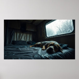 Dromerige RV-honden slaap Poster