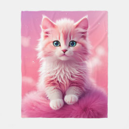Dromerige Schattigee pluizige roze kitty cat Fleece Deken