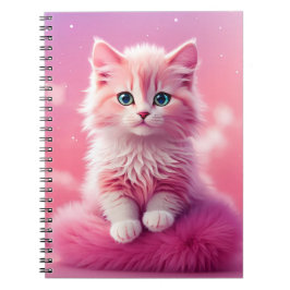 Dromerige Schattigee pluizige roze kitty cat Notitieboek