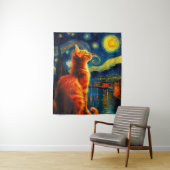 Dromerige Siamese kat | Sterrennacht Wandkleed (In situ)