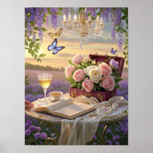 Dromerige, soft-focus scène van een weelderige, Fl Poster