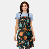 Dromerige Spacecore Planeten Turquoise Oranje Kosm Schort (Gedragen)