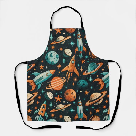 Dromerige Spacecore Planeten Turquoise Oranje Kosm Schort (Voorkant)