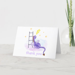 Dromerige sprookjesachtige Dragon Cloud Stars Baby Bedankkaart