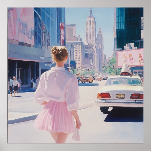 Dromerige stadswandeling: moderne stedelijke kunst poster (Voorkant)