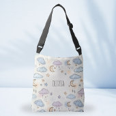 Dromerige sterren, manen en pluizige wolken crossbody tas