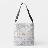 Dromerige sterren, manen en pluizige wolken crossbody tas (Achterkant)