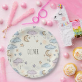 Dromerige sterren, manen en pluizige wolken papieren bordje (Feest)