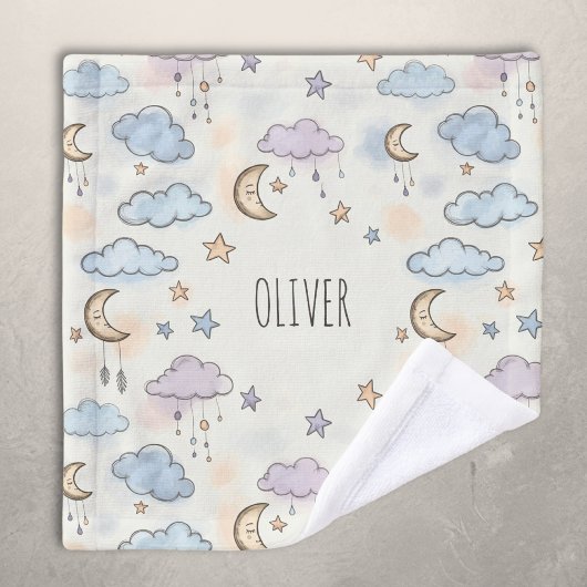 Dromerige sterren, manen en pluizige wolken washandje