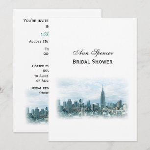 Dromerige Teal NYC Silhouette Bruidsfeest V Kaart