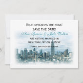 Dromerige Teal NYC Silhouette Save the Date H Kaart (Achterkant)