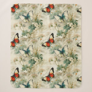 Dromerige Turquoise Vlinder Cottage Tuin Bloemen Sherpa Deken