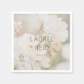 Dromerige Vervaagde Witte Roos Foto Huwelijk Paar  Servet (Voorkant)