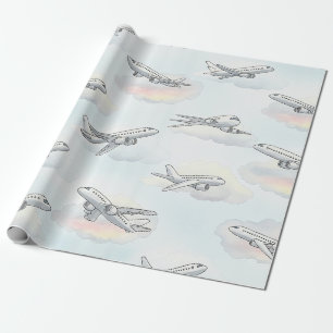 Dromerige vliegtuig lucht reis patroon (1) cadeaupapier
