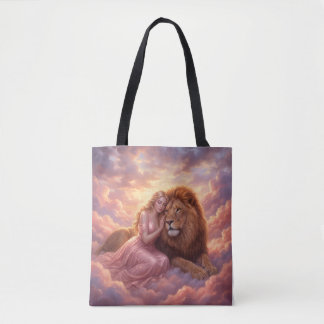 Dromerige vrouw & leeuw fantasy kunst tas