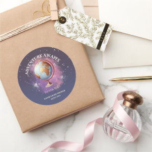 Dromerige Waterverf Adventure wacht op Baby shower Ronde Sticker