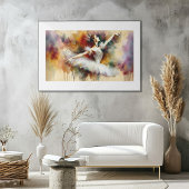 Dromerige waterverf ballerina prinses poster