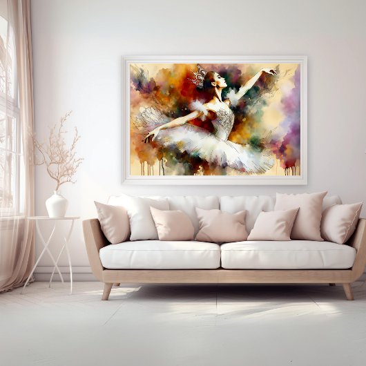 Dromerige waterverf ballerina prinses poster