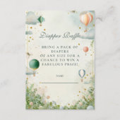 Dromerige Waterverf Ballon Diapper Raffle Informatiekaartje (Voorkant)