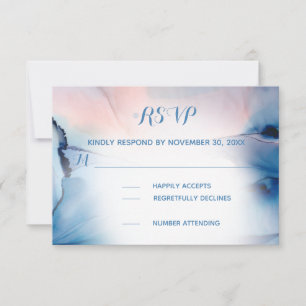 *~* Dromerige Waterverf Blues Roze Trendy Modern RSVP Kaartje