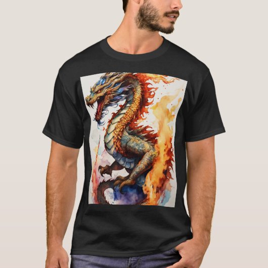 Dromerige Waterverf Dragon T-shirt (Voorkant)