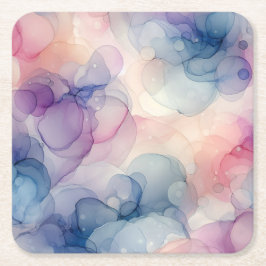 Dromerige Waterverf inkt kunst Vierkante Kartonnen Onderzetter