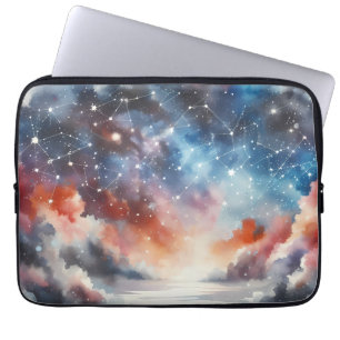 Dromerige Waterverf Night Sky Laptop Hoesje Laptop Sleeve