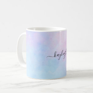 Dromerige waterverf roze blauw turquoise koffiemok